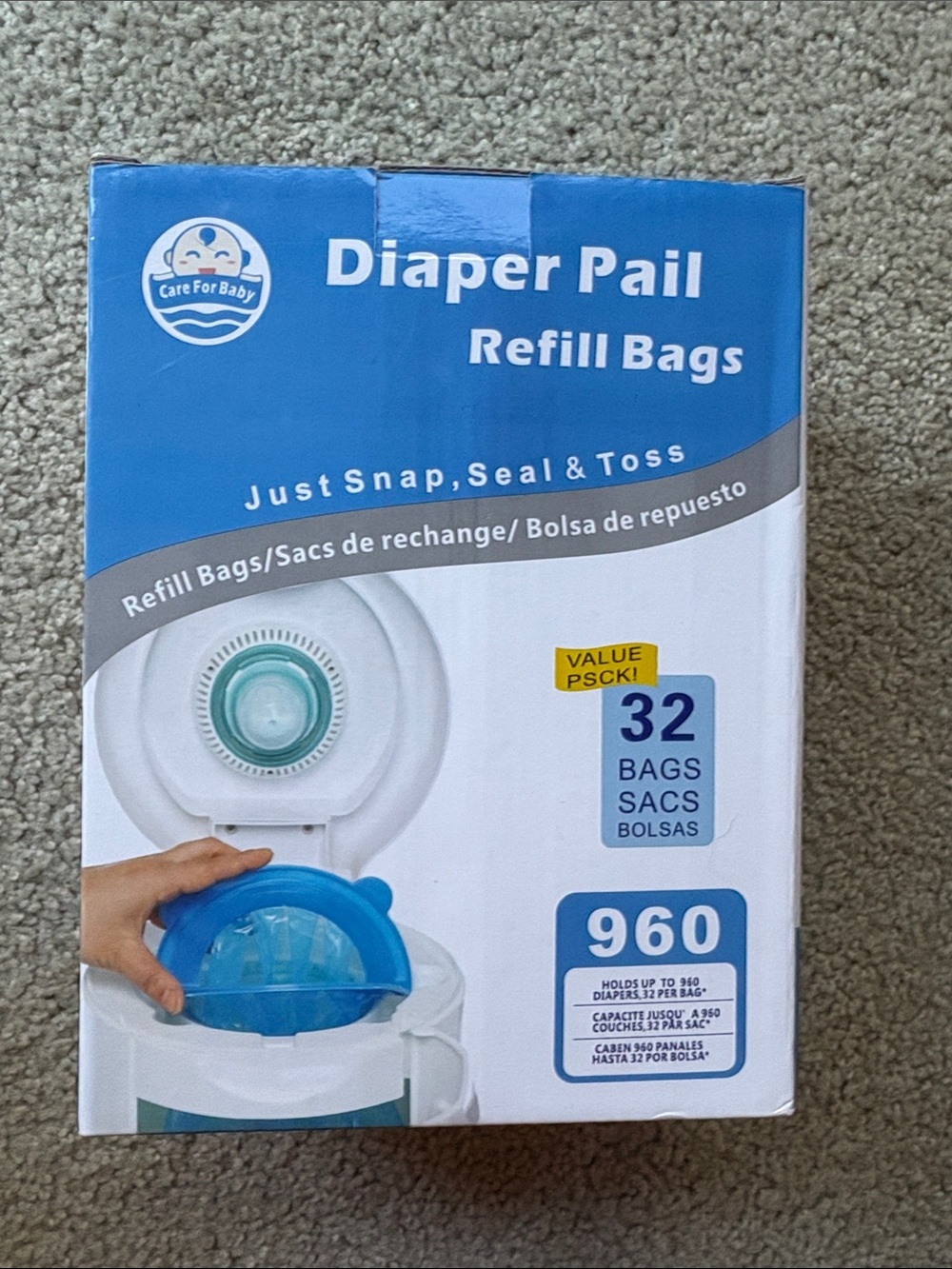 Blue Diaper Pail Refill Bags - 32 Count